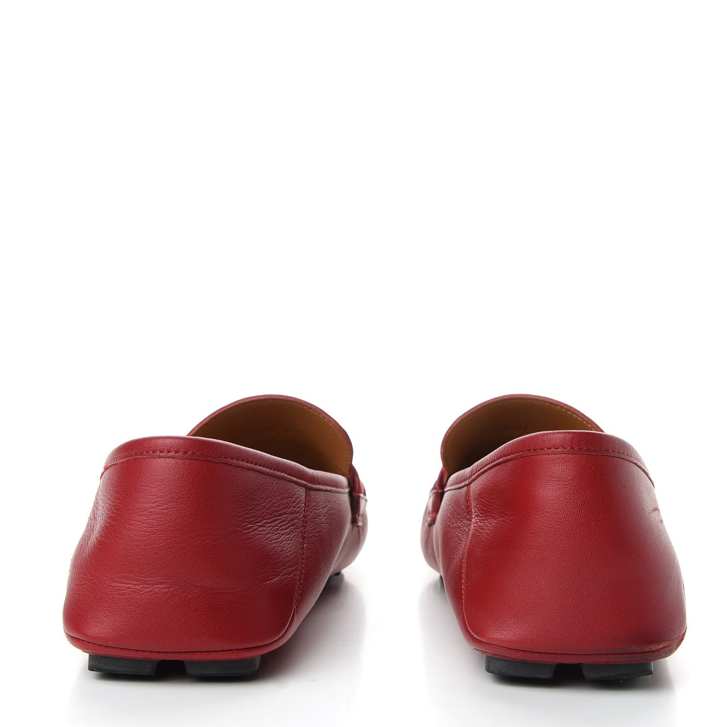 Velvety Calfskin Web Mens Noel Driver Loafers 9.5 Rosso