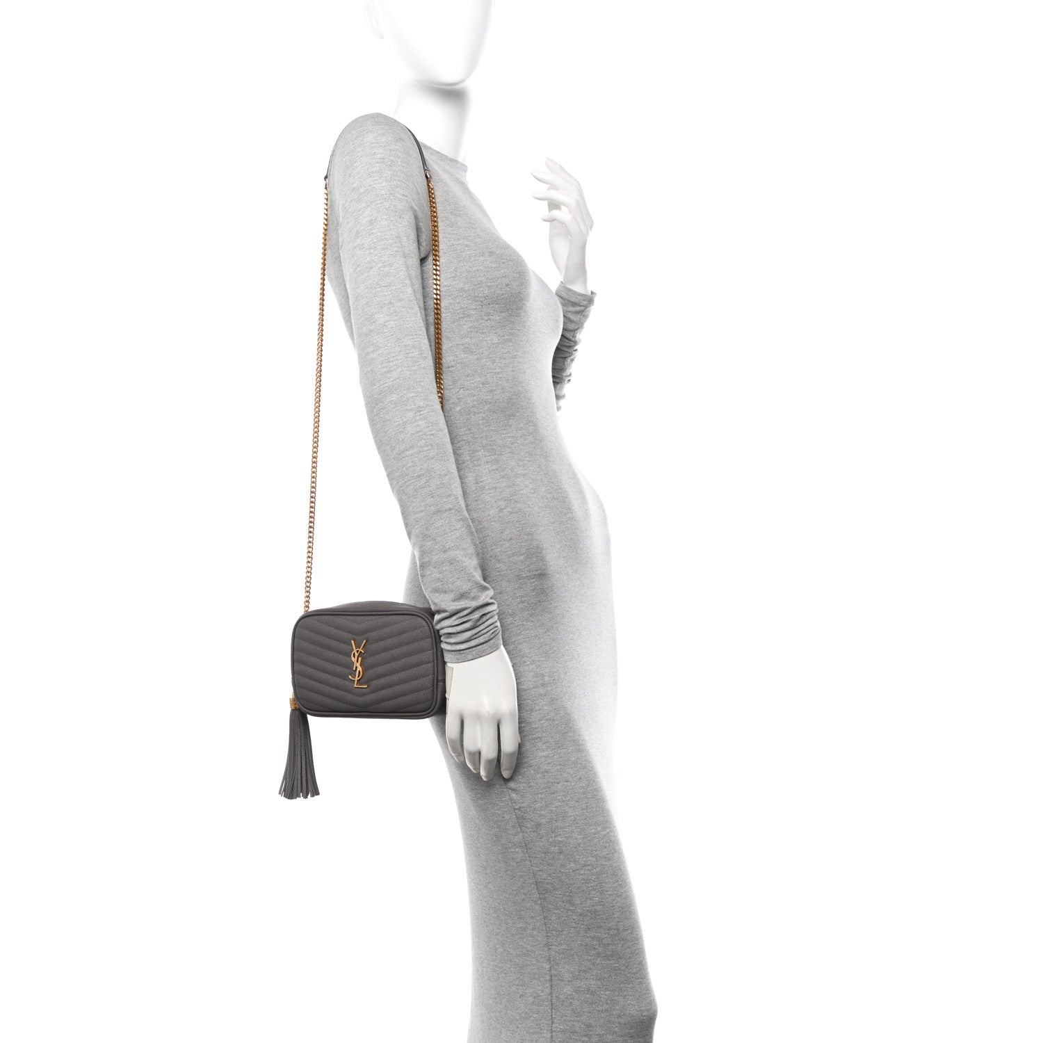 Saint Laurent Grain De Poudre Matelasse Monogram Mini Lou Camera Bag Fog 2 of 10