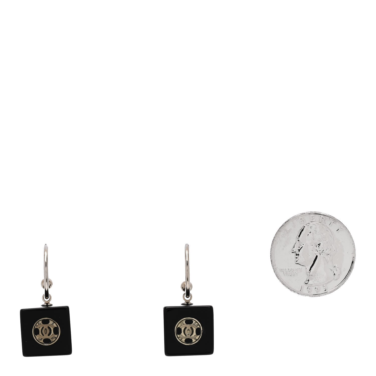 Chanel Resin Square CC Drop Earrings Black 2 of 6