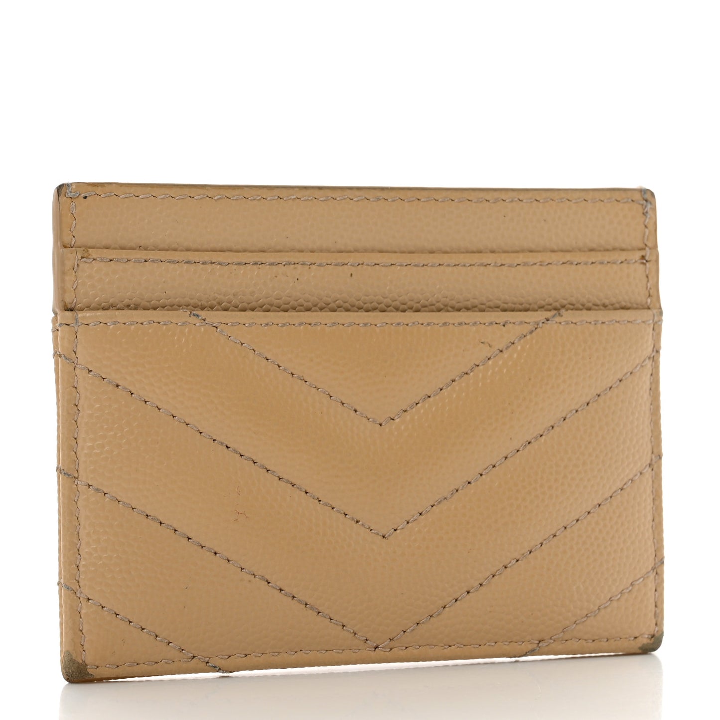 Grain De Poudre Matelasse Chevron Monogram Credit Card Case Dark Beige