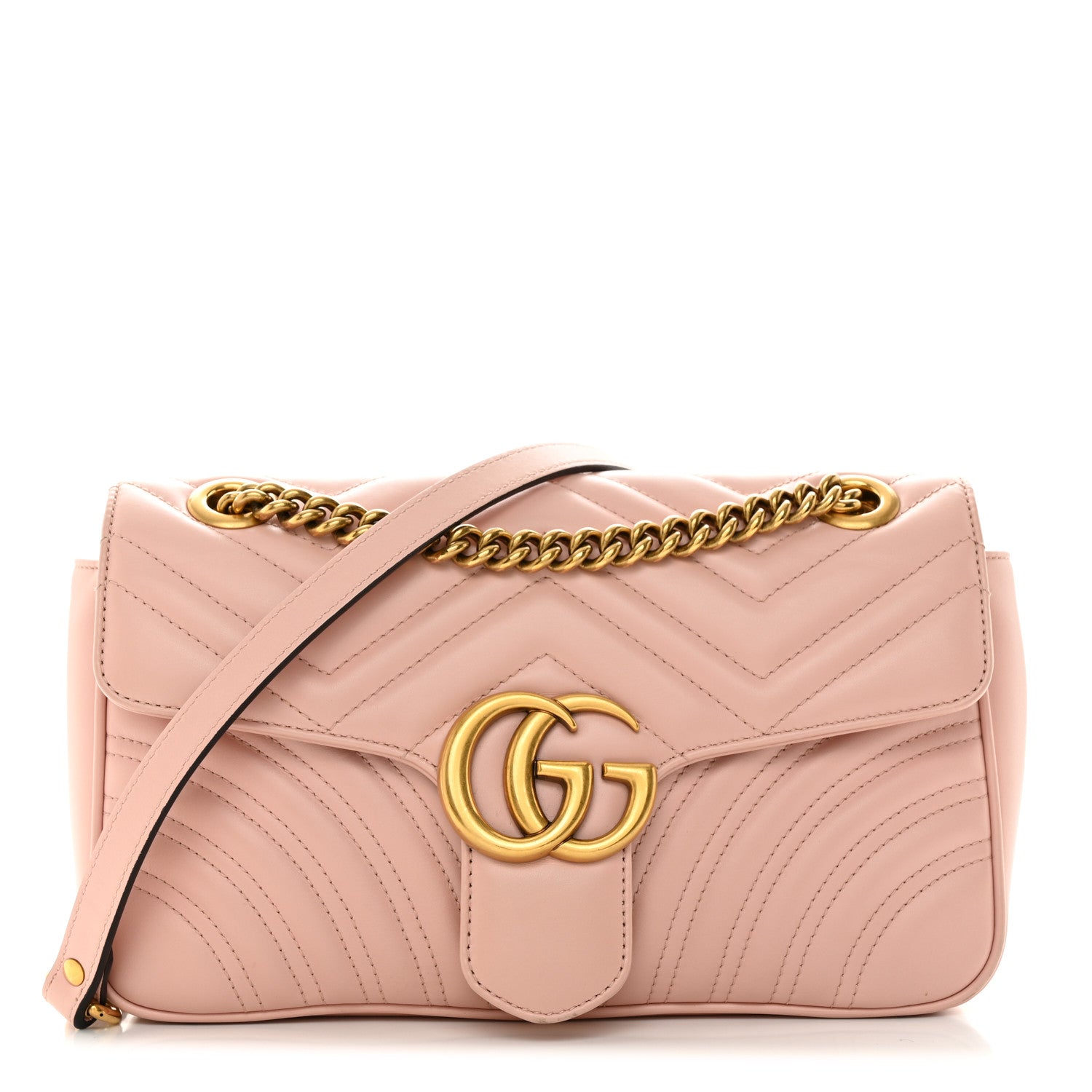 Gucci Calfskin Matelasse Small GG Marmont Shoulder Bag Perfect Pink 1 of 10