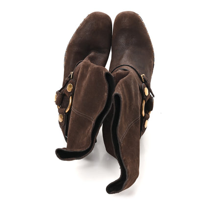Miu Miu Suede Harness Mid Calf Boots 40 Brown 2 of 10