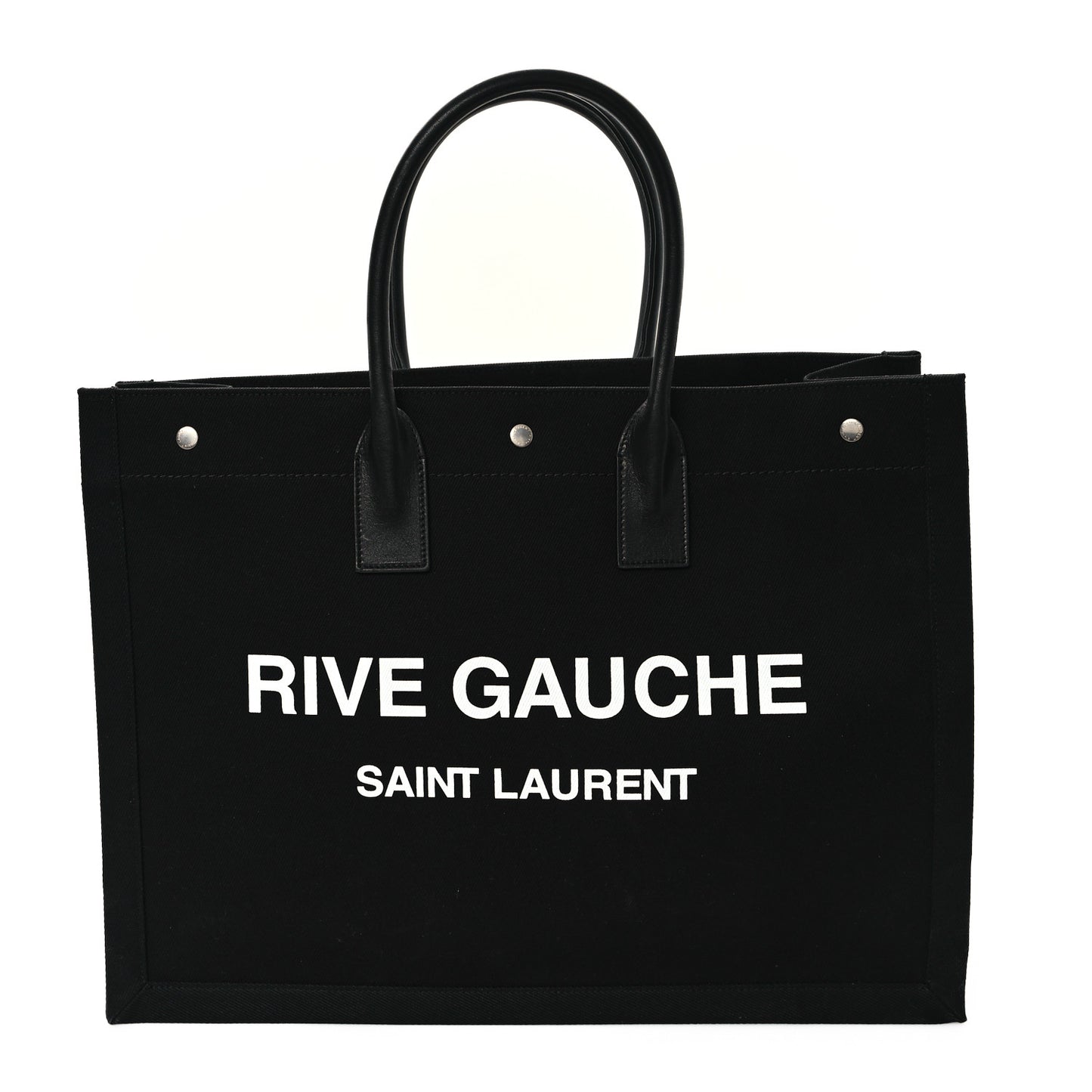 Linen Calfskin Rive Gauche Tote Black