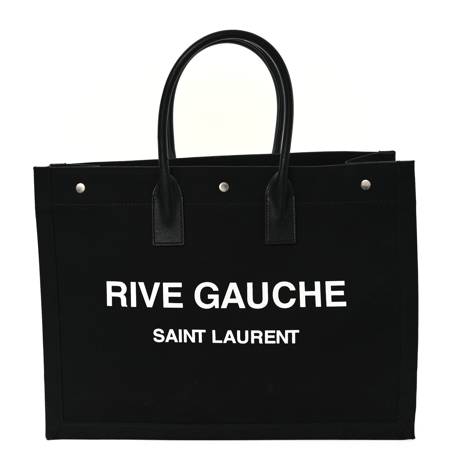 Saint Laurent Linen Calfskin Rive Gauche Tote Black 1 of 13