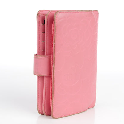 Chanel Lambskin Camellia Embossed Zipped Pocket Wallet Pink 11 of 17