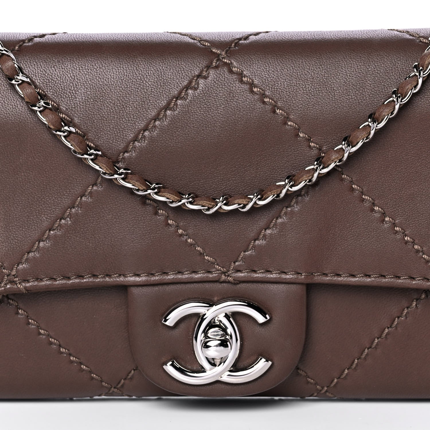Chanel Lambskin Stitched Orient Express Wallet on Chain WOC Brown 8 of 13