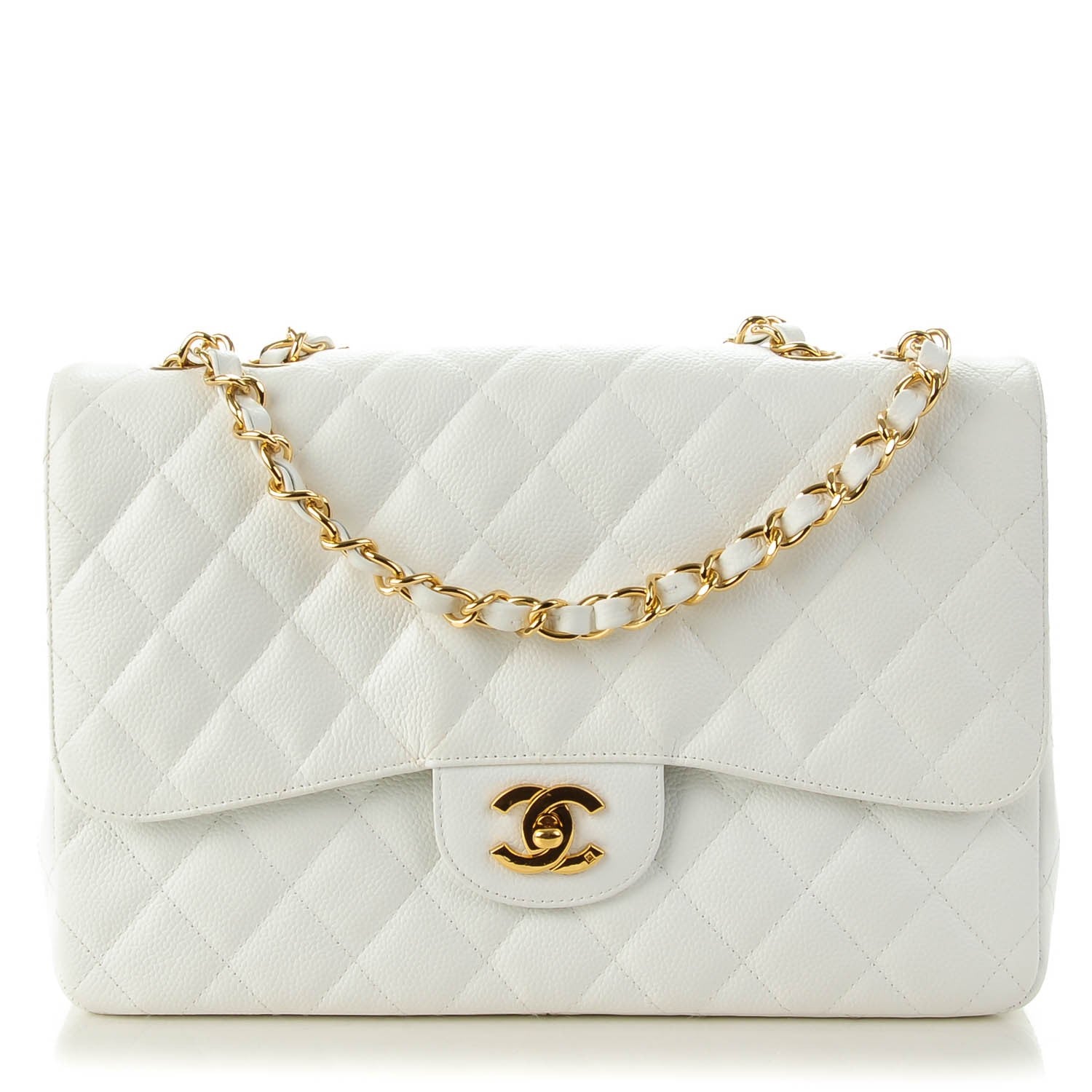 Chanel Caviar Quilted Jumbo Single Flap White 1 of 7