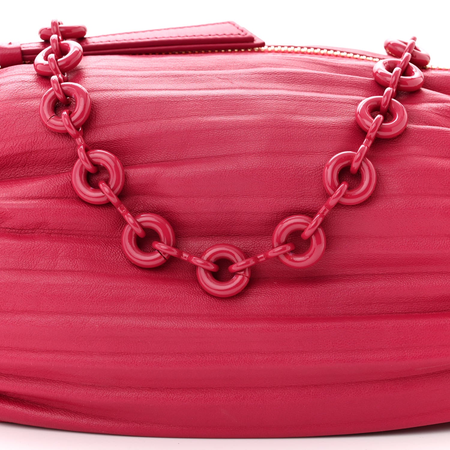 Loewe Lambskin Pleated Bracelet Pouch Chain Shoulder Bag Ruby Red Glaze 7 of 9