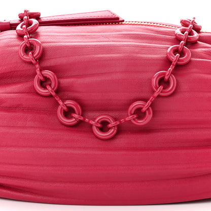 Loewe Lambskin Pleated Bracelet Pouch Chain Shoulder Bag Ruby Red Glaze 7 of 9