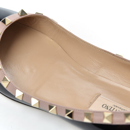 Valentino Garavani Patent Nappa Rockstud Ballerina Flats 37.5 Black Poudre 13 of 14