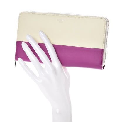 Celine Lambskin Large Zip Around Multifunction Wallet White Magenta 2 of 7