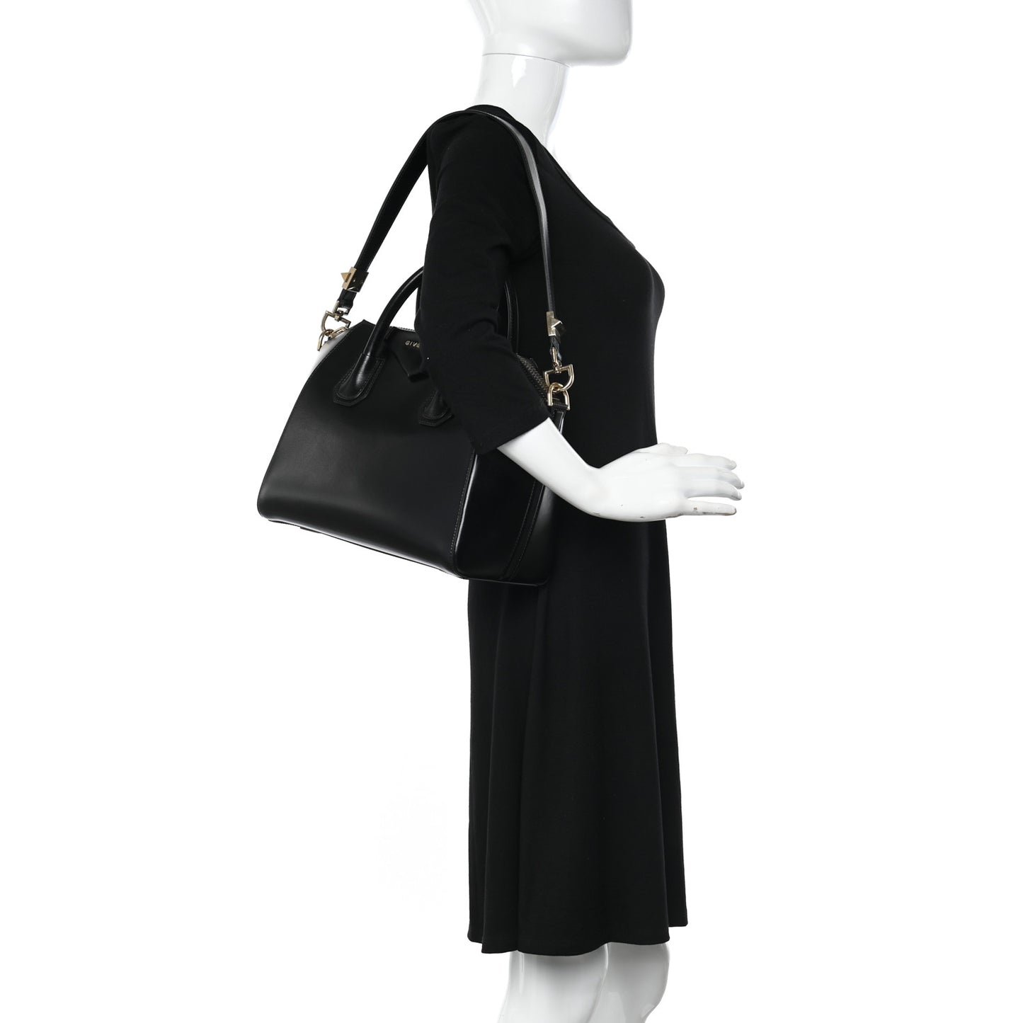 Shiny Lord Calfskin Small Antigona Black