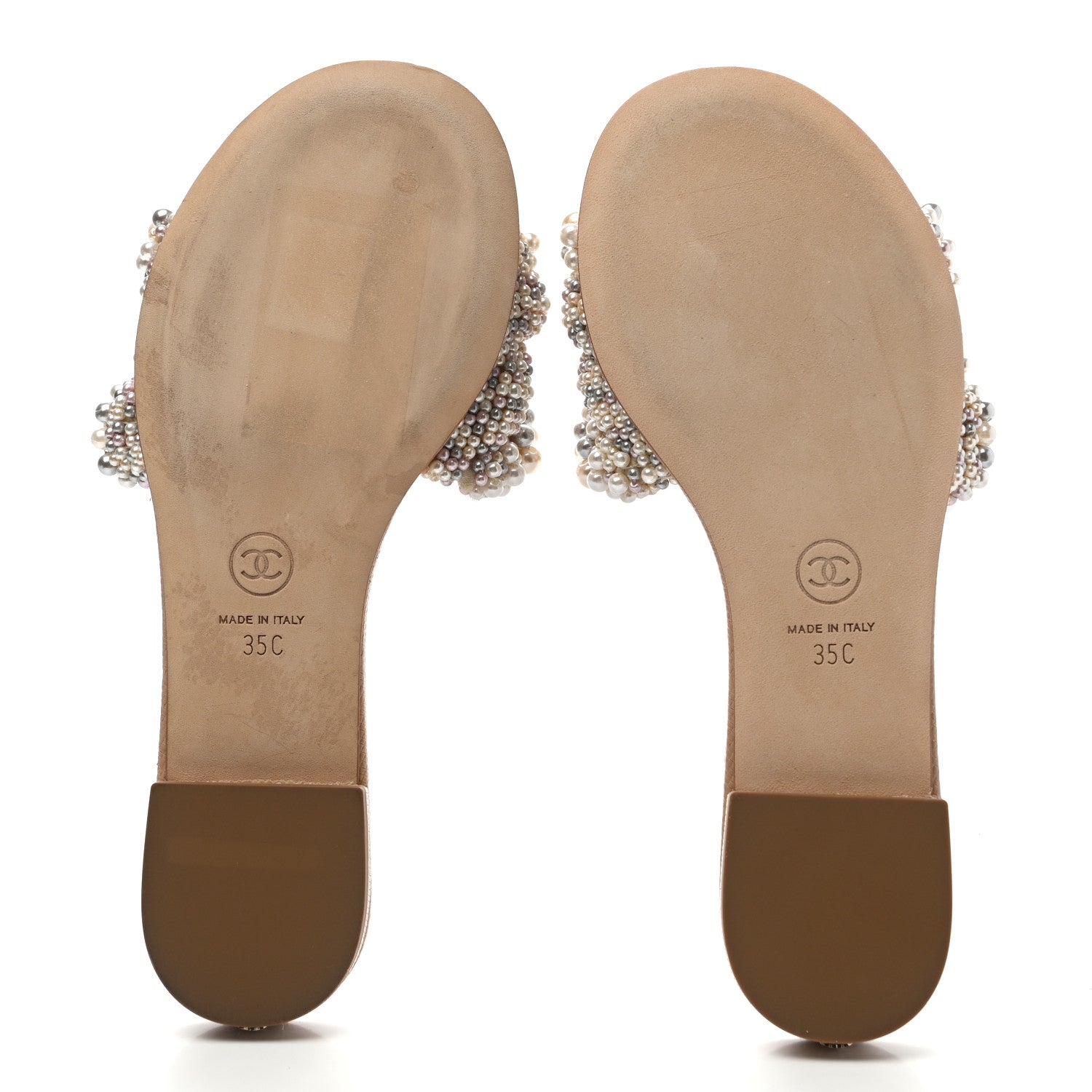 Chanel Fantasy Calfskin Pearl Cord CC Mules 35 Ivory 5 of 10