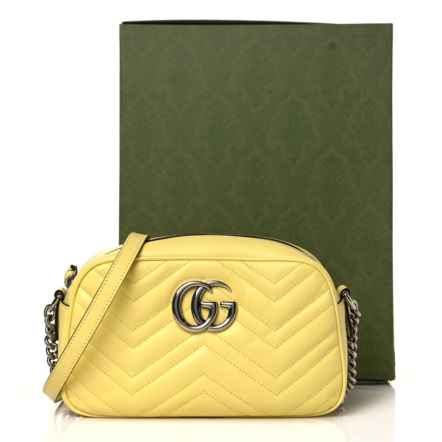 Calfskin Matelasse Small GG Marmont Chain Shoulder Bag Banana
