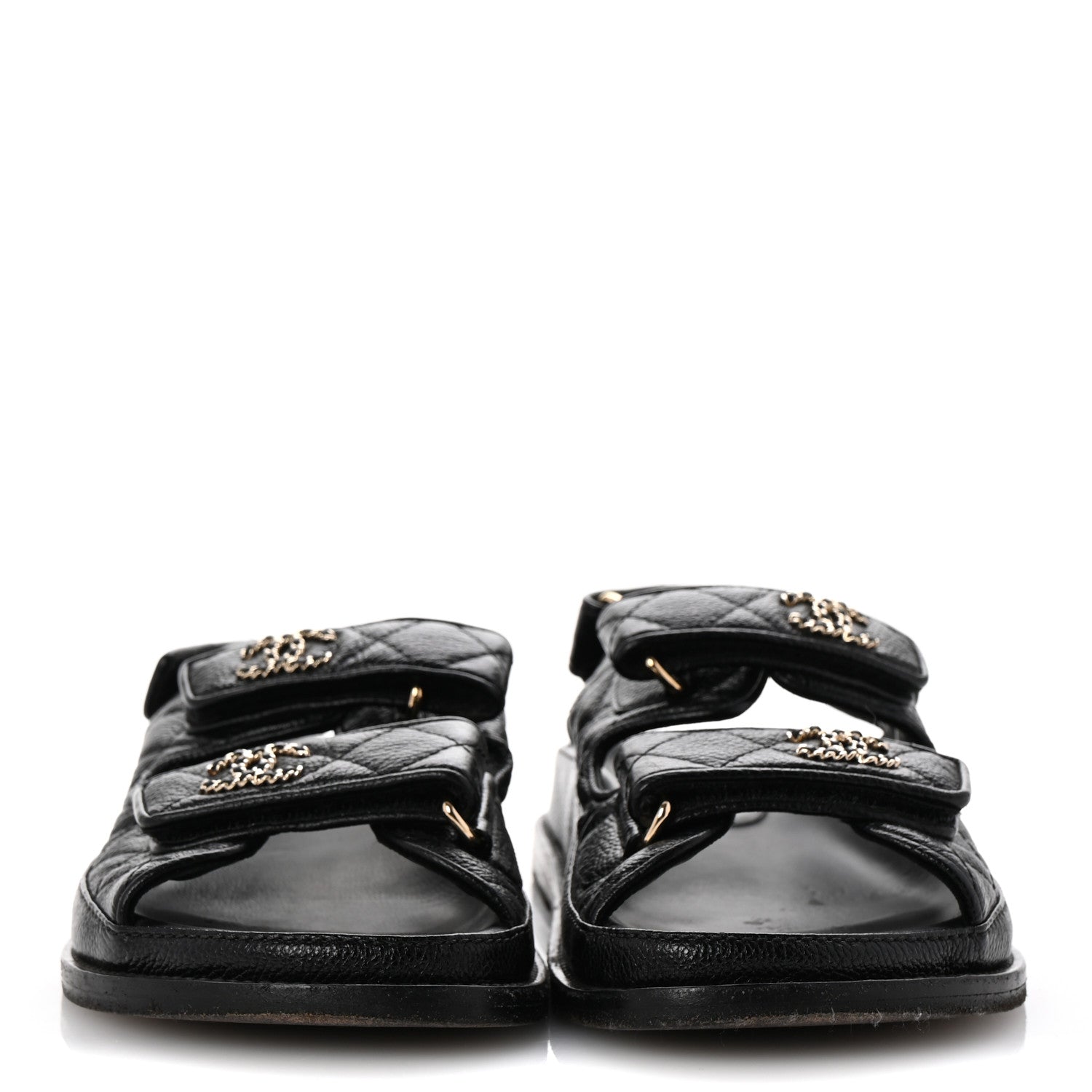 Chanel Grained Calfskin Velcro Dad Sandals 35 Black 3 of 11