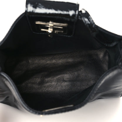 Chanel Patent Mademoiselle Lock Convertible Wrist Clutch Bag Black 6 of 10