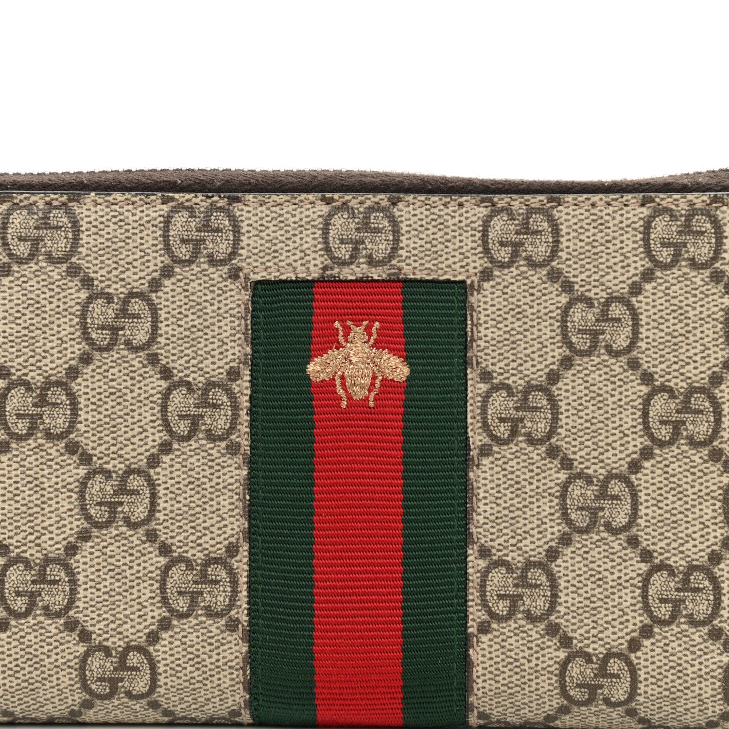 Gucci GG Supreme Monogram Web Bee Zip Around Wallet Beige Cocoa 8 of 12