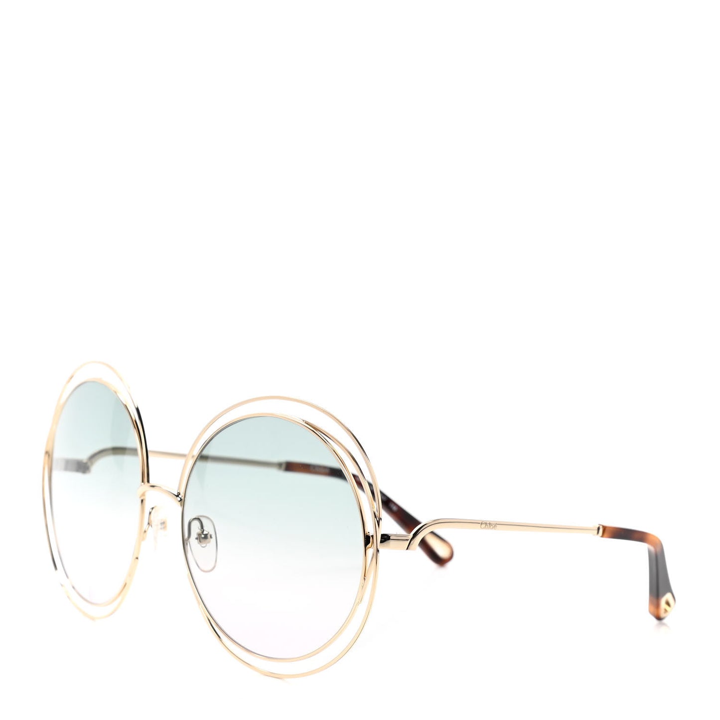 Metal Carlina Oversized Round Sunglasses CE114S Gold Havanna