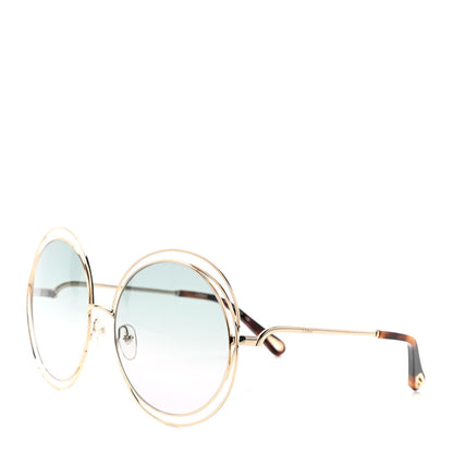 Chloe Metal Carlina Oversized Round Sunglasses CE114S Gold Havanna 1 of 5
