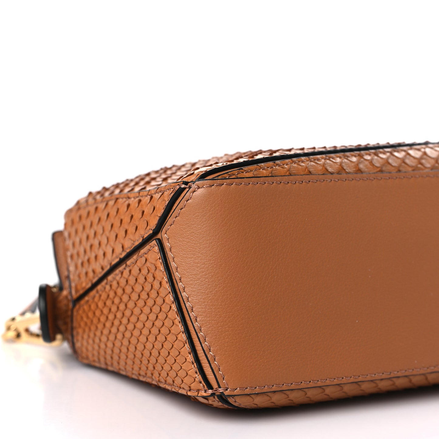 Snakeskin Mini Puzzle Bag Tan