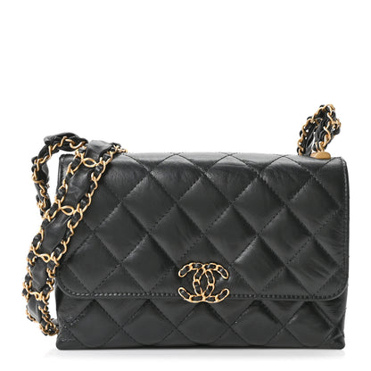 Chanel Lambskin Quilted Chanel 19 Chain Flap Wallet Black 1 of 10