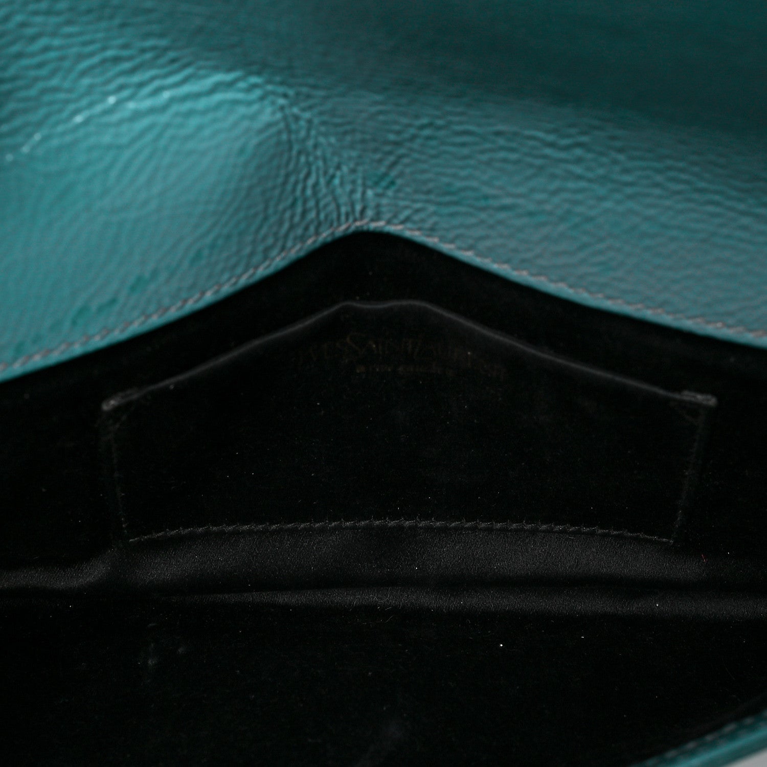 Saint Laurent Textured Patent Monogram Small Belle De Jour Clutch Turquoise 5 of 7