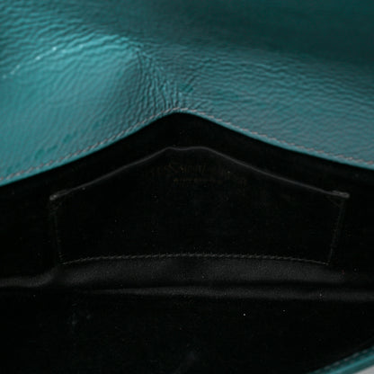 Saint Laurent Textured Patent Monogram Small Belle De Jour Clutch Turquoise 5 of 7