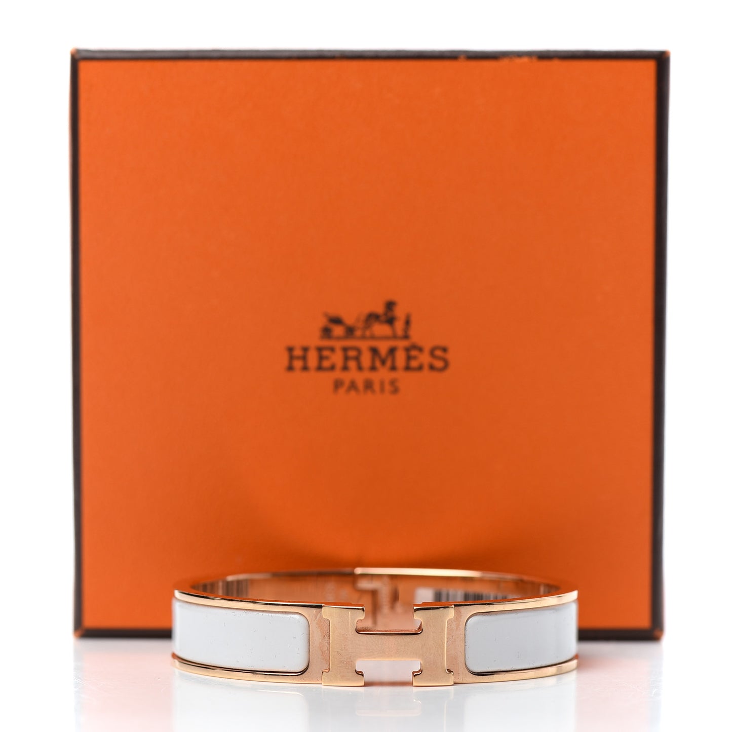 Enamel Narrow Clic Clac H Bracelet PM White