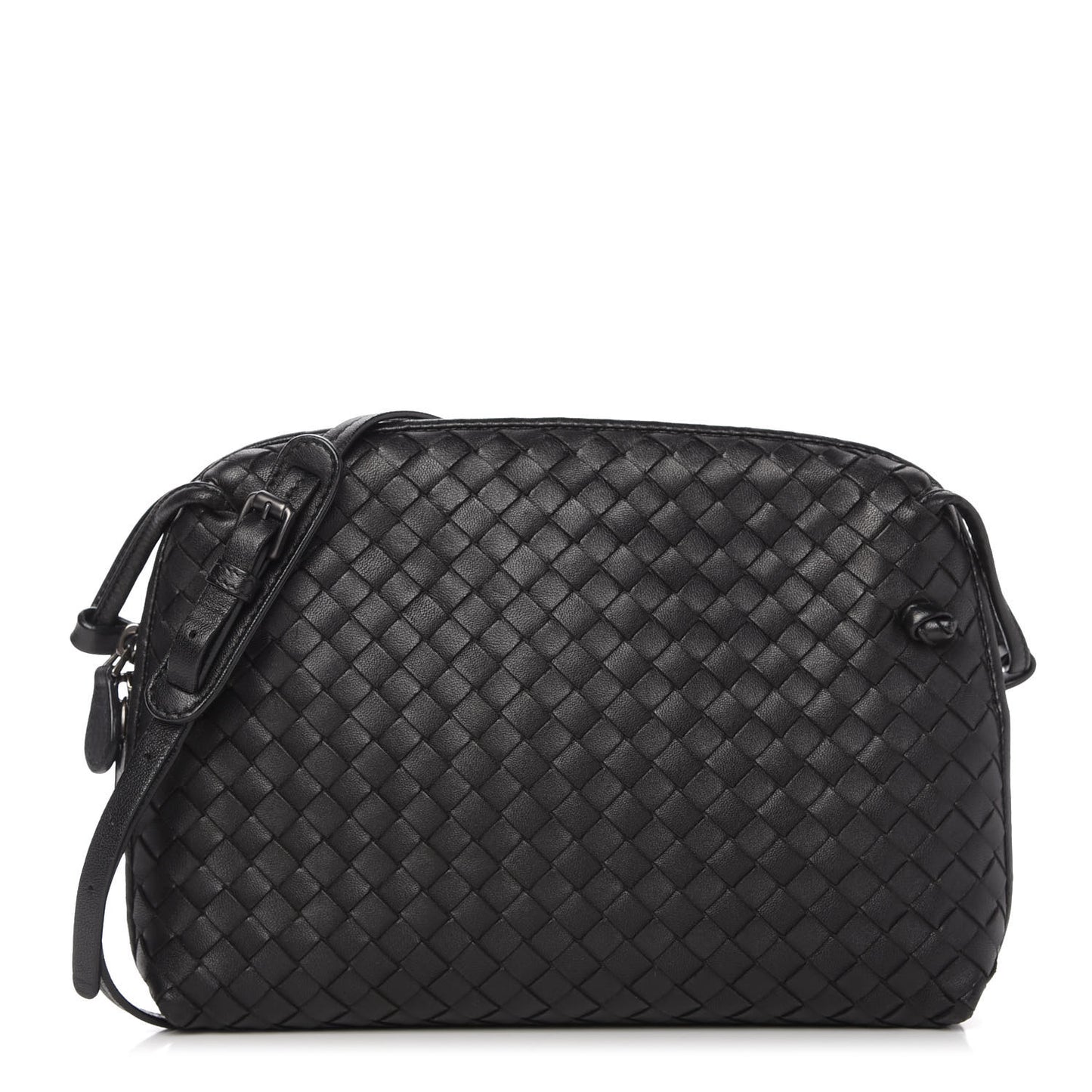 Nappa Intrecciato Nodini Crossbody Messenger Black