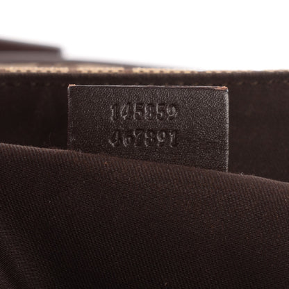 Gucci Monogram Medium Double Buckle Flap Messenger Bag Beige Dark Brown 10 of 11