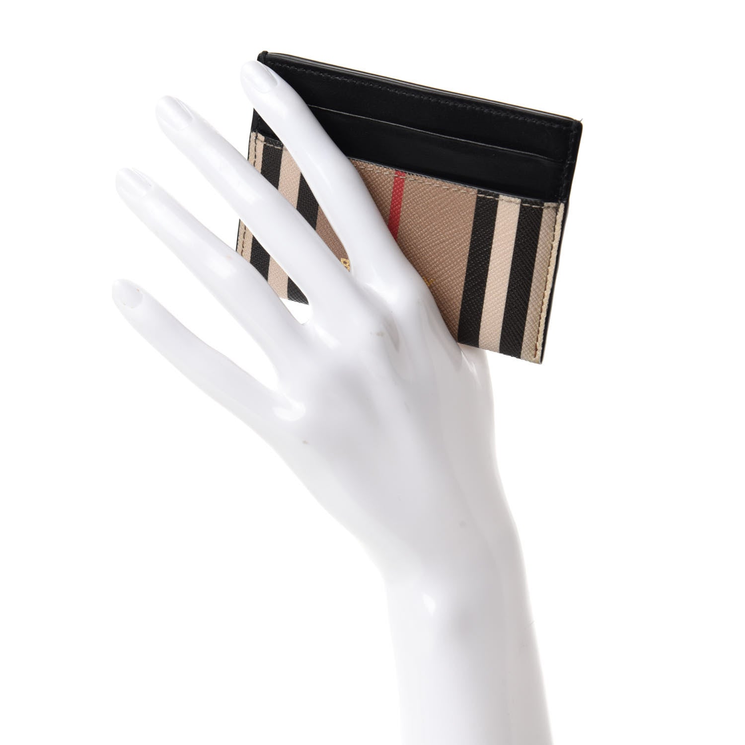 Burberry E-Canvas Calfskin Icon Stripe Card Case Archive Beige 2 of 6