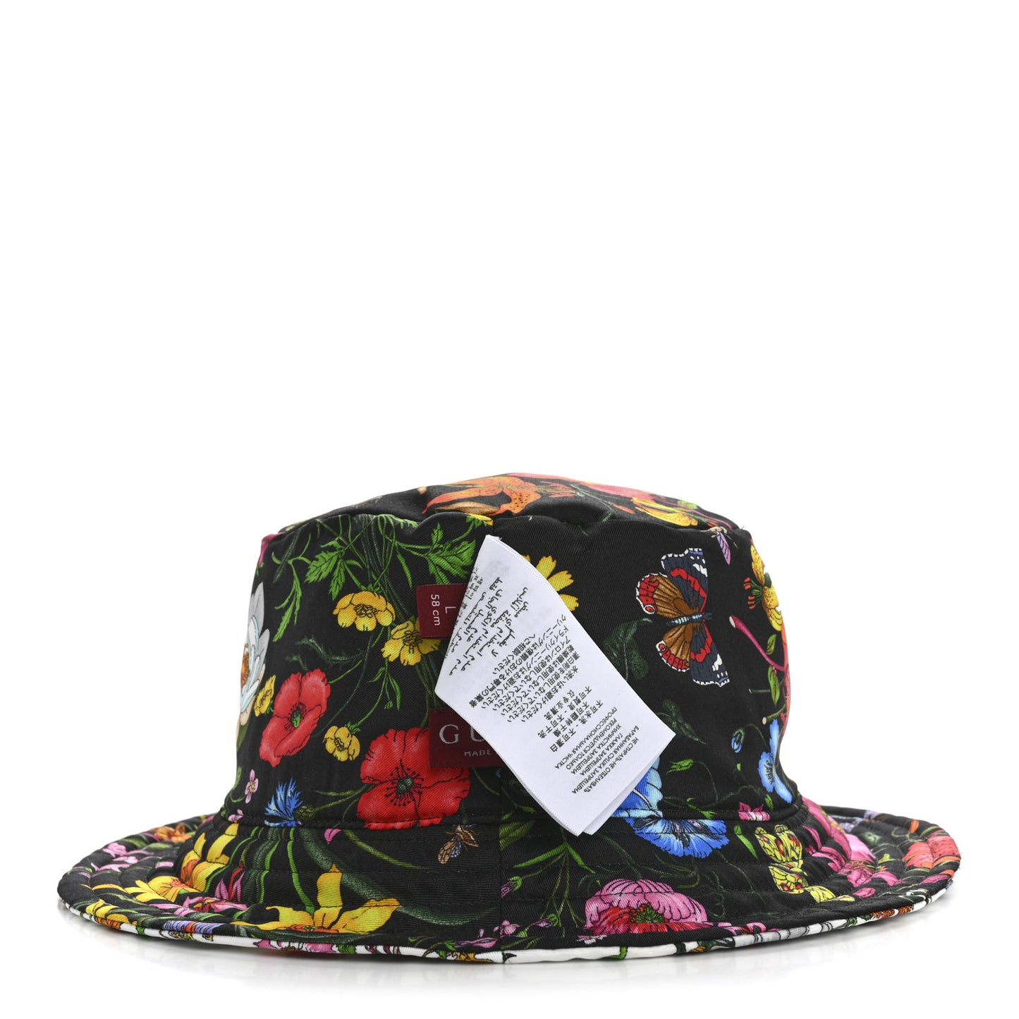 Printed Silk Flora Reversible Bucket Hat 58 Multicolor