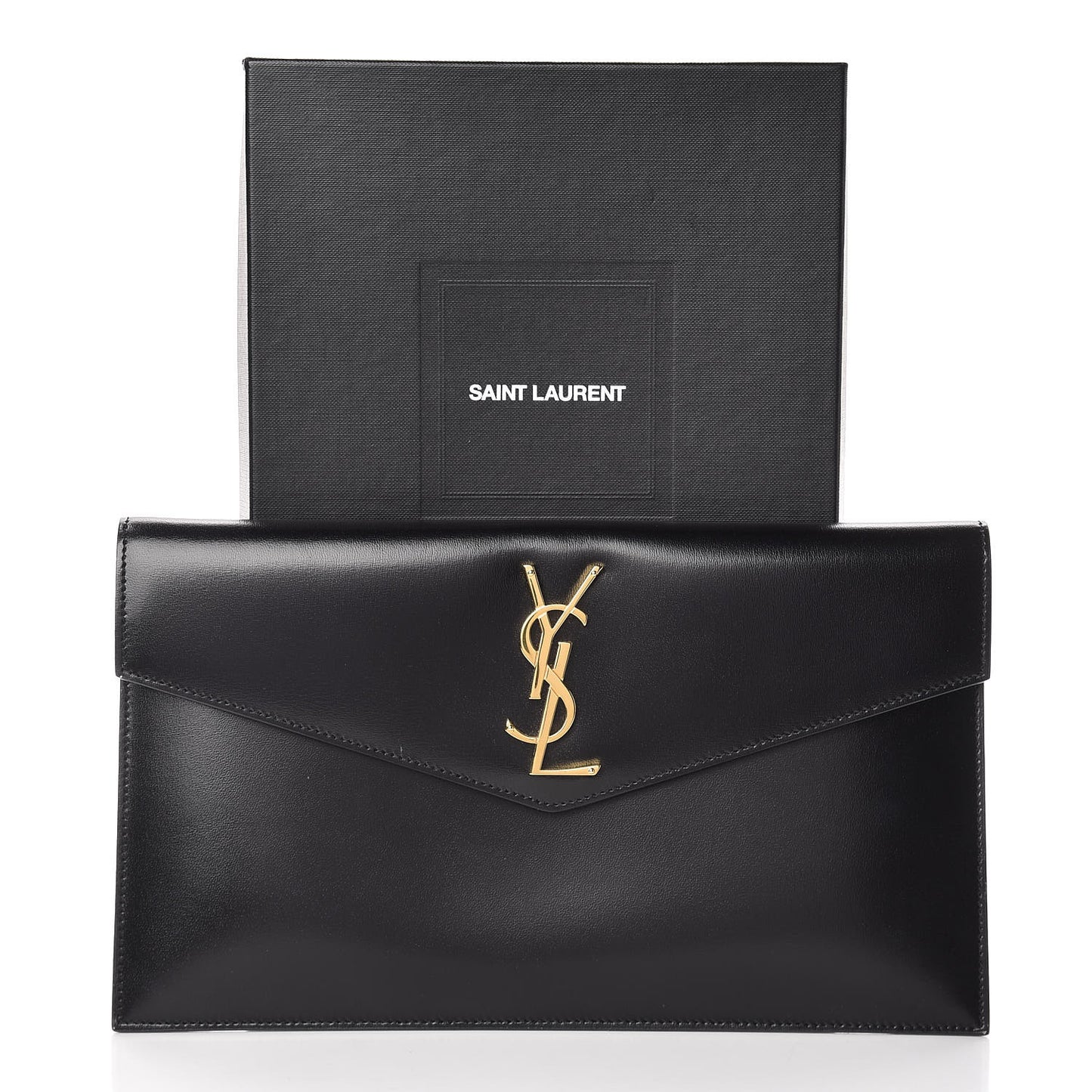 Smooth Shiny Calfskin Monogram Uptown Pouch Black