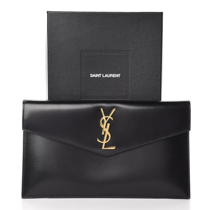 Saint Laurent Smooth Shiny Calfskin Monogram Uptown Pouch Black 12 of 12