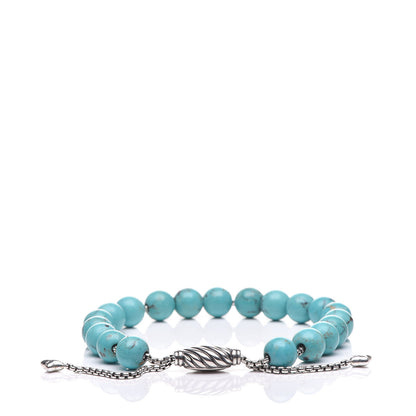 David Yurman Sterling Silver Turquoise 8mm Spiritual Beads Adjustable Bracelet 3 of 4