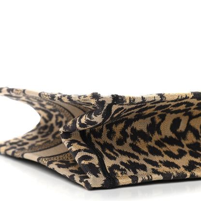 Christian Dior Canvas Mizza Embroidered Medium Leopard Book Tote Beige 9 of 11