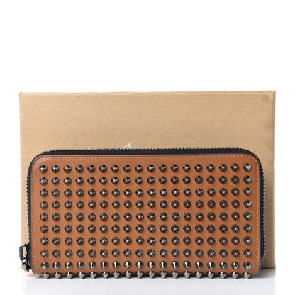 Christian Louboutin Calfskin Panettone Spiked Zip Around Wallet Caramel 9 of 9