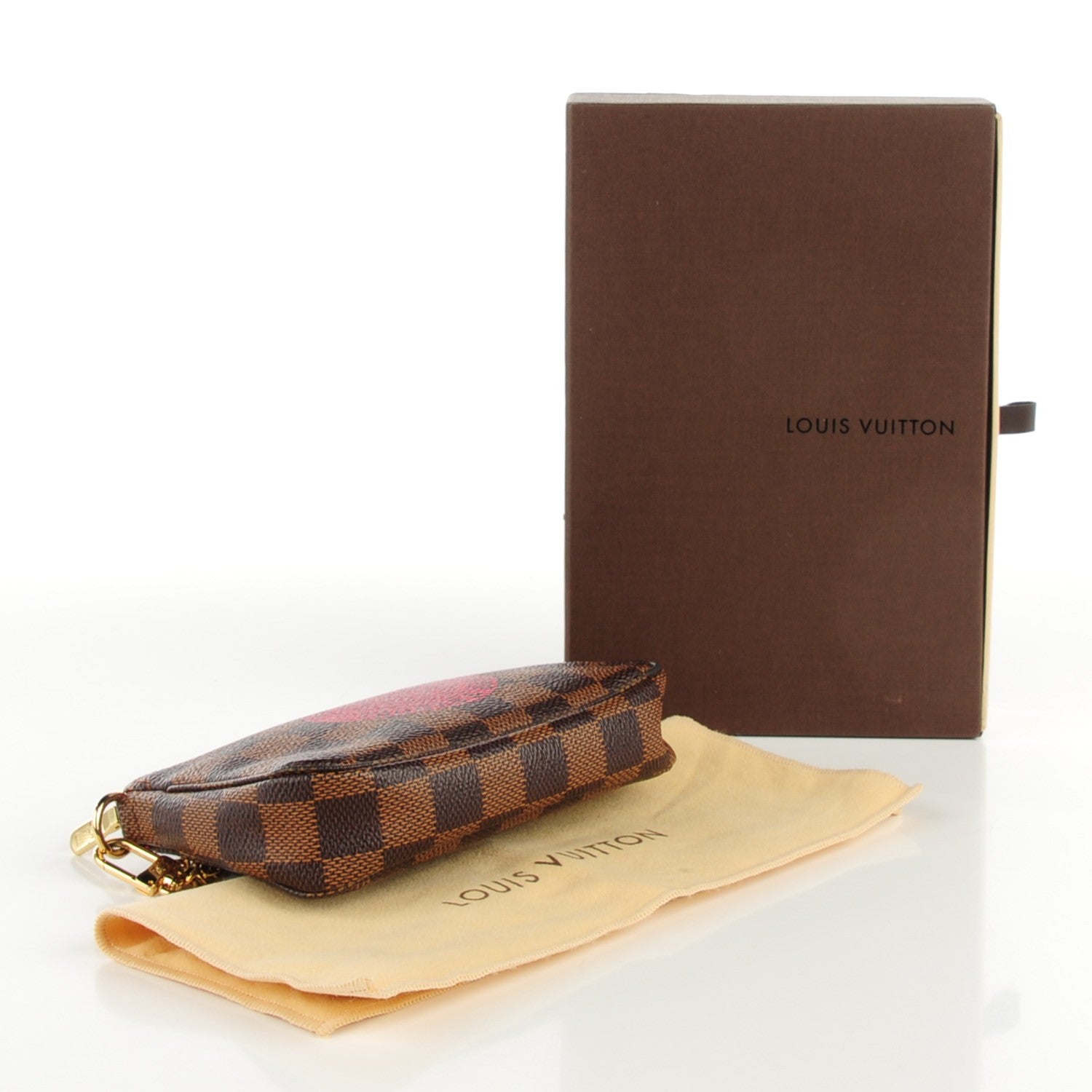 Louis Vuitton Damier Ebene Complice Trunks and Bags Mini Pochette Accessories Red 4 of 7