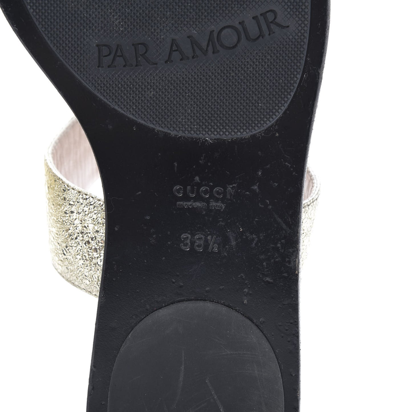 Nappa Silk Galassia GG Marmont Thong Flat Sandals 38.5 Platino