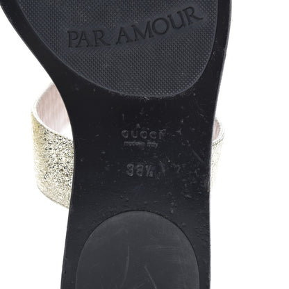 Gucci Nappa Silk Galassia GG Marmont Thong Flat Sandals 38.5 Platino 6 of 13