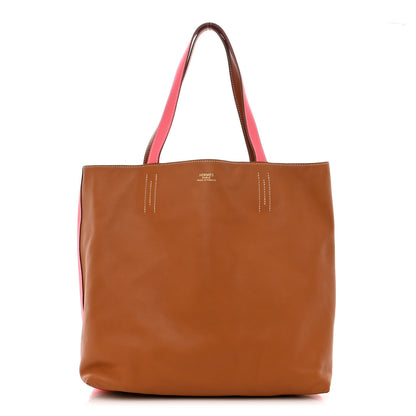 Hermes Veau Sikkim Double Sens 36 Reversible Tote Gold Rose Azalee Rouge Casaque Brique 1 of 17