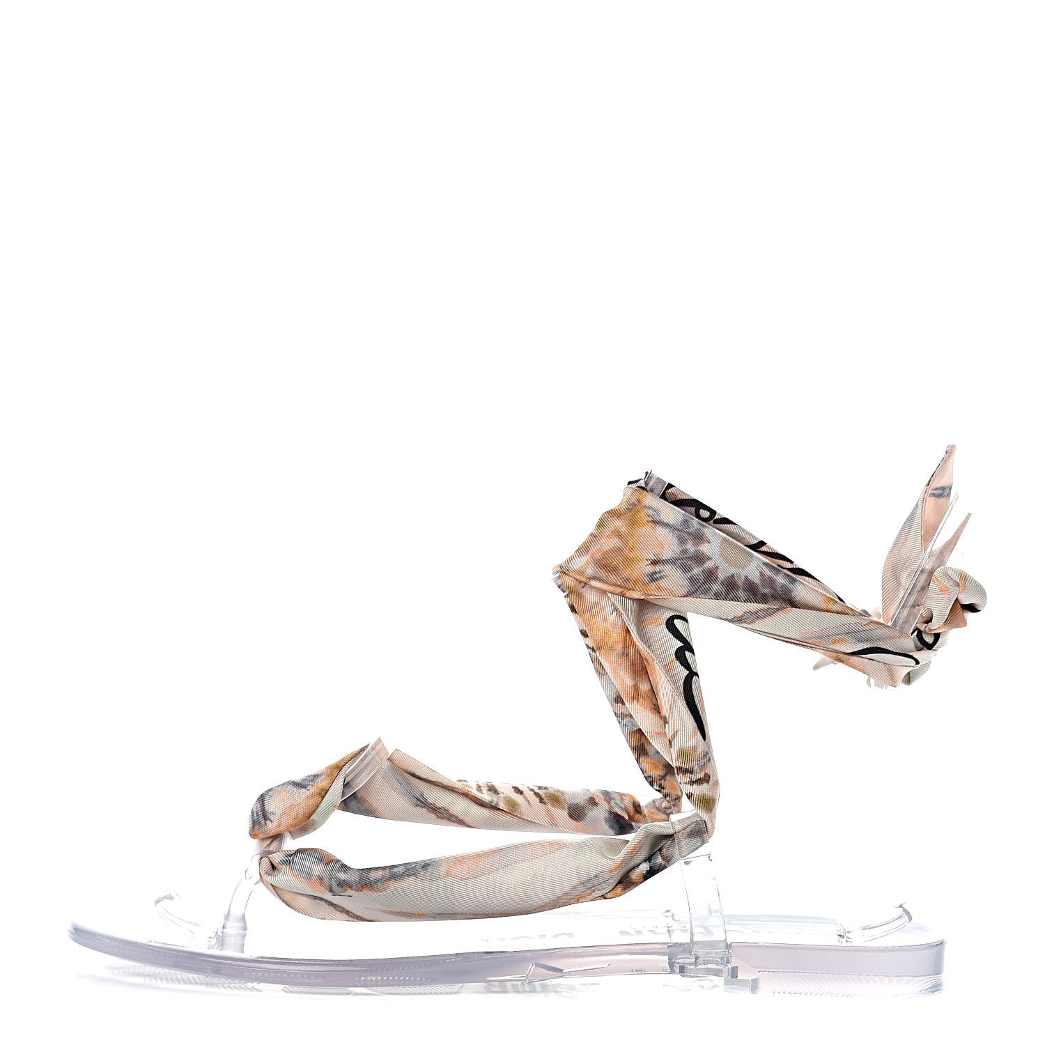 Christian Dior PVC Silk KaleiDiorscopic Mitzah Scarf Thong Sandalss 37 Nude 1 of 8