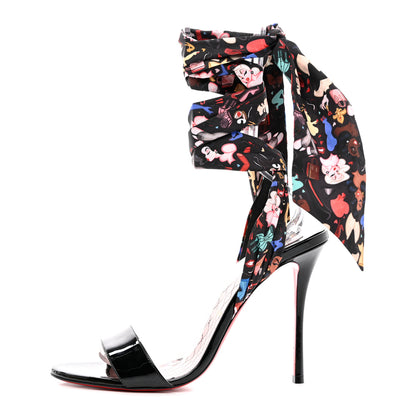 Christian Louboutin Patent Satin Fetish Du Desert 100 Sandal 41 Black 1 of 10