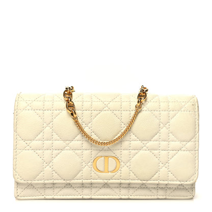 Christian Dior Supple Calfskin Caro Pouch with Chain Latte 1 of 13