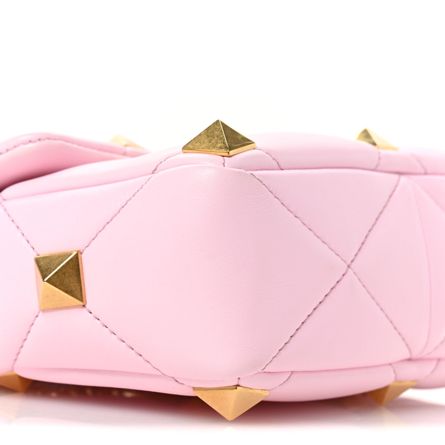 Nappa Medium Roman Stud Shoulder Bag Pink Borealis