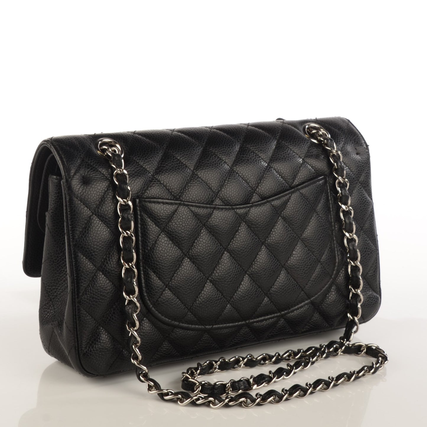Caviar Quilted Medium Double Flap Black