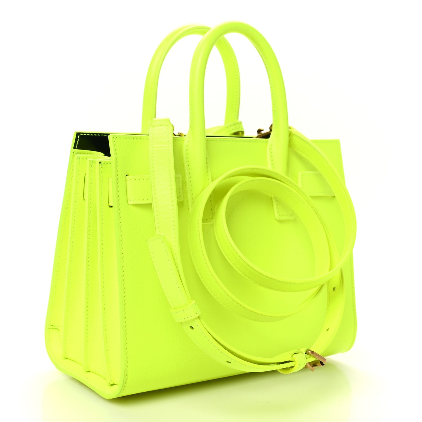 Grained Calfskin Nano Sac De Jour Fluo Safety Yellow