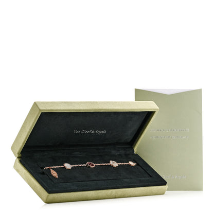 Van Cleef & Arpels 18K Rose Gold Carnelian Mother of Pearl Onyx 5 Motifs Lucky Spring Bracelet 5 of 5