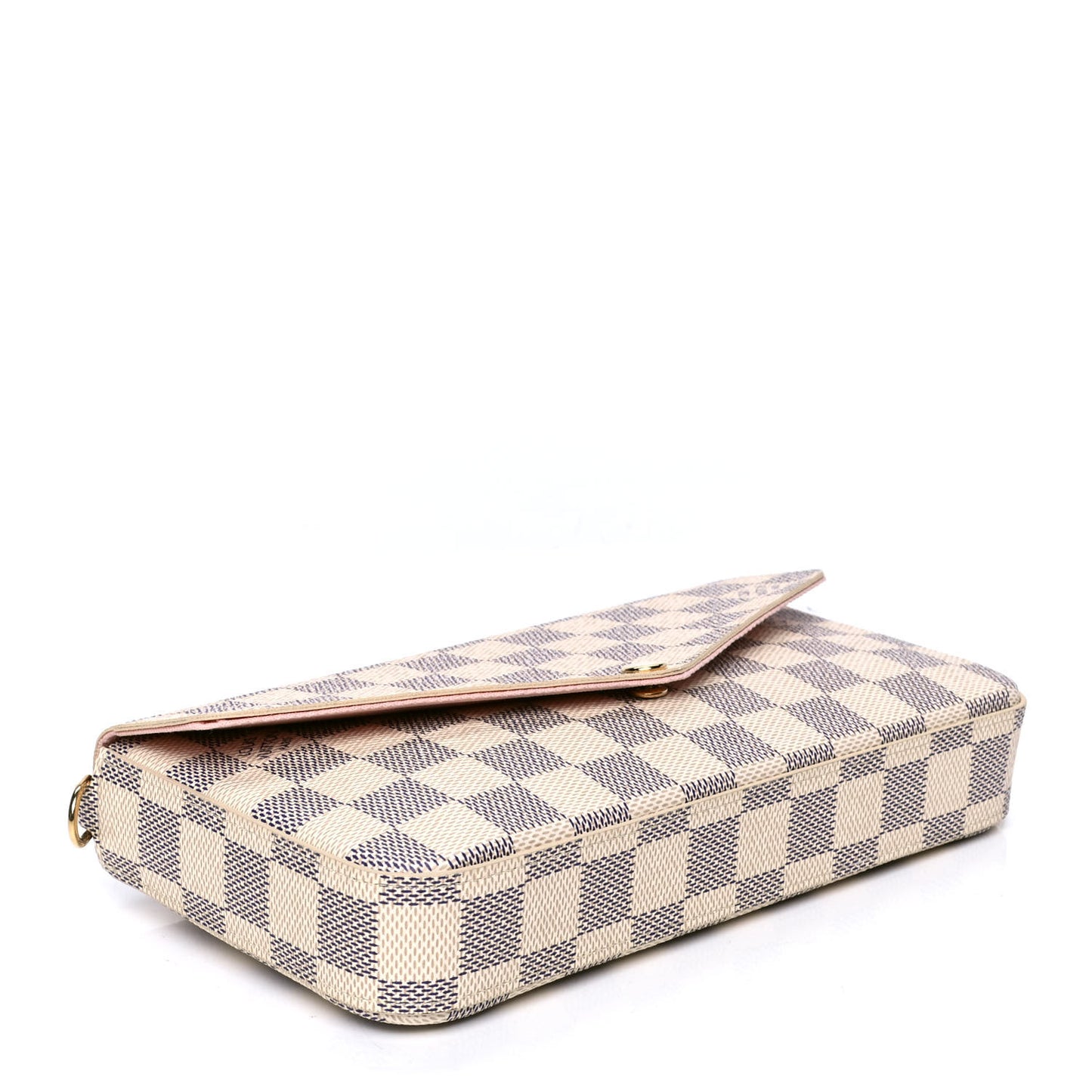 Damier Azur Pochette Felicie Chain Wallet Rose Ballerine