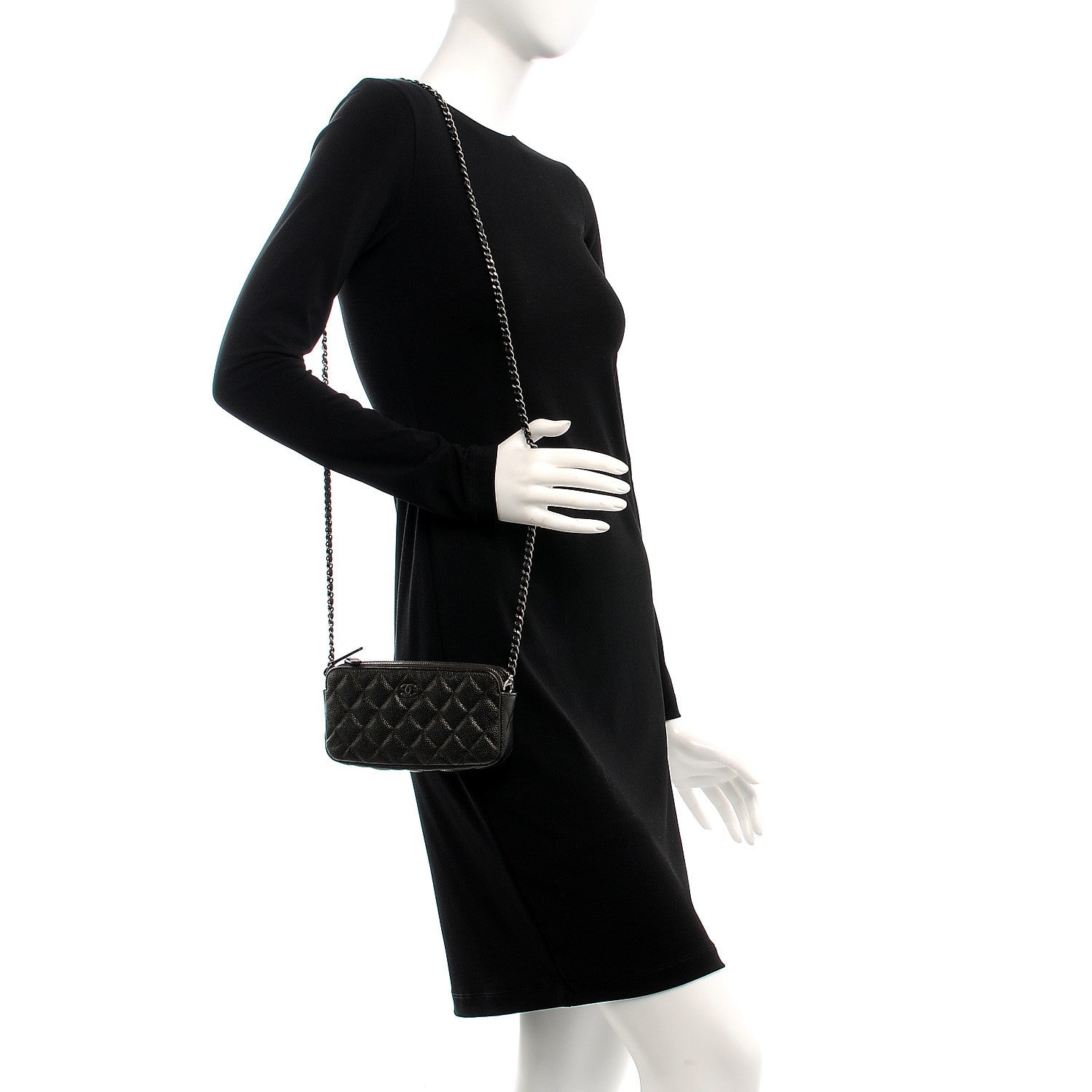 Chanel Caviar Quilted Small Clutch With Chain Dark Charcoal 2 of 12